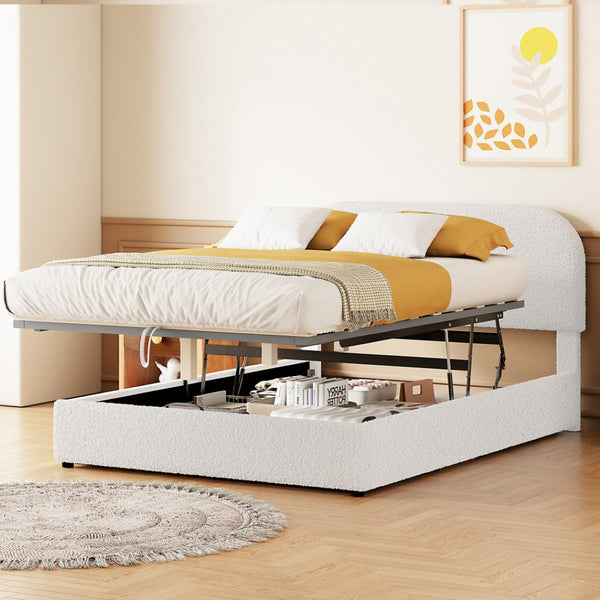 HomeRoots White Tufted Upholstered Full Bed Frame – Elegant, Modern Design for Comfort & Style in Any Bedroom 590436