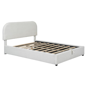 HomeRoots White Tufted Upholstered Full Bed Frame – Elegant, Modern Design for Comfort & Style in Any Bedroom 590436