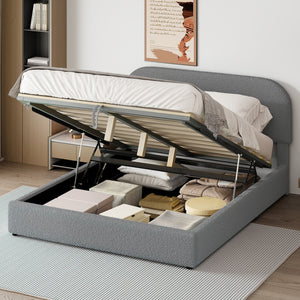 HomeRoots Gray Tufted Upholstered Queen Bed Frame - Chic Design, Sturdy Support, and Cozy Comfort for Any Bedroom 590437