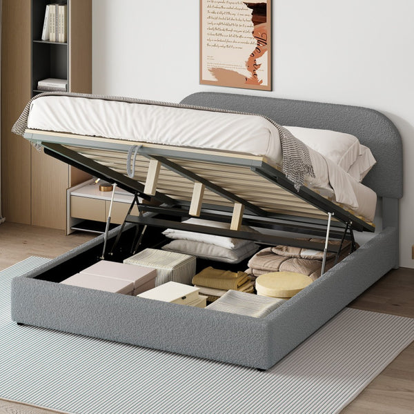 HomeRoots Gray Tufted Upholstered Queen Bed Frame - Chic Design, Sturdy Support, and Cozy Comfort for Any Bedroom 590437