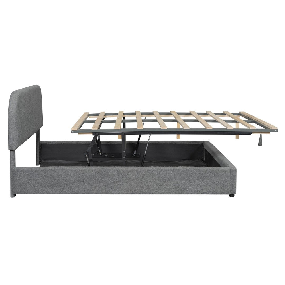 HomeRoots Gray Tufted Upholstered Queen Bed Frame - Chic Design, Sturdy Support, and Cozy Comfort for Any Bedroom 590437