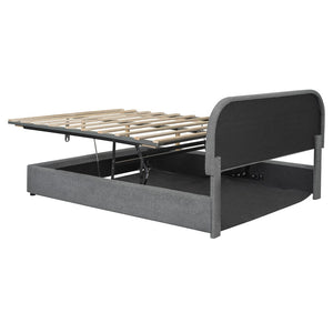 HomeRoots Gray Tufted Upholstered Queen Bed Frame - Chic Design, Sturdy Support, and Cozy Comfort for Any Bedroom 590437
