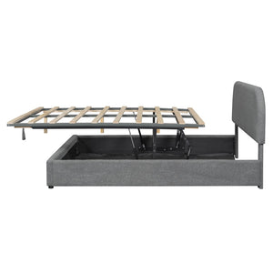 HomeRoots Gray Tufted Upholstered Queen Bed Frame - Chic Design, Sturdy Support, and Cozy Comfort for Any Bedroom 590437