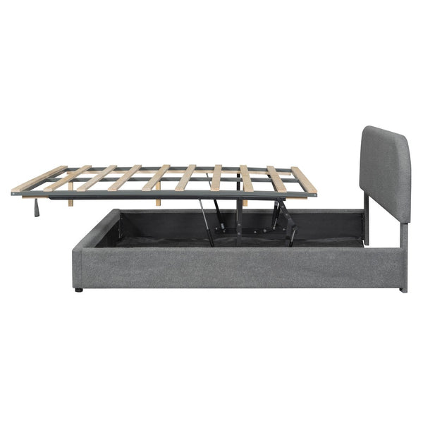 HomeRoots Gray Tufted Upholstered Queen Bed Frame - Chic Design, Sturdy Support, and Cozy Comfort for Any Bedroom 590437