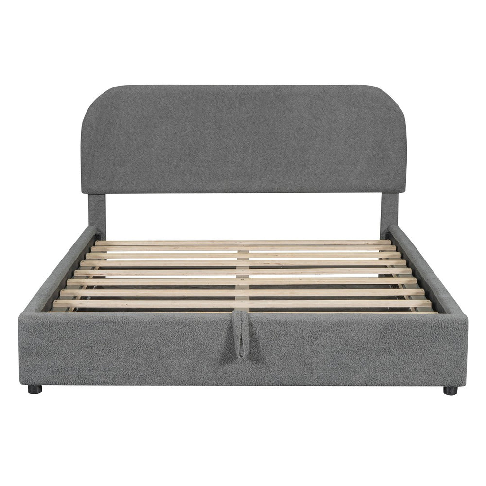 HomeRoots Gray Tufted Upholstered Queen Bed Frame - Chic Design, Sturdy Support, and Cozy Comfort for Any Bedroom 590437