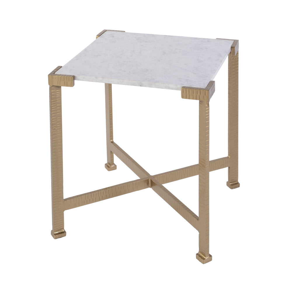 Butler Specialty Butler Loric 18" Square Marble & Iron Side Table - Elegant White Top, Antique Gold Finish, Versatile Design White,Antique Gold Iron,Marble 5904389-butler