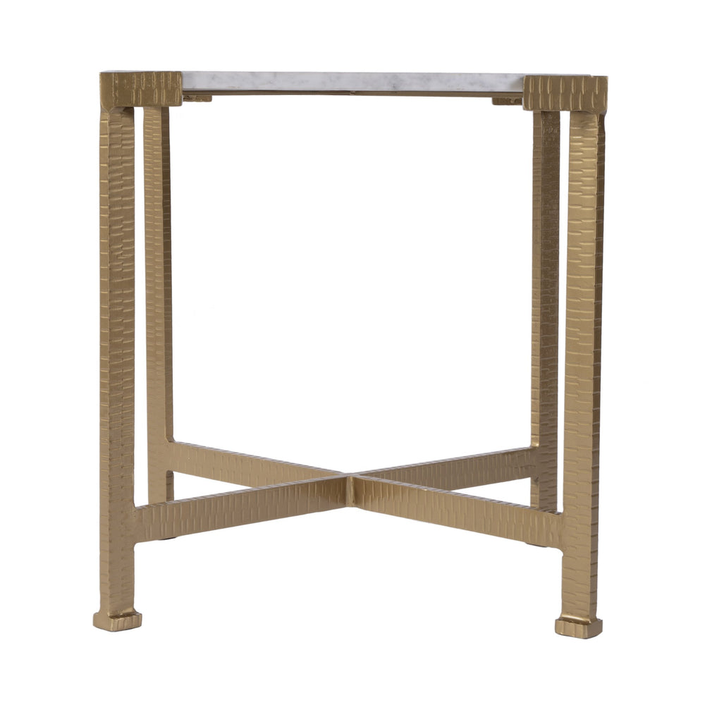 Butler Specialty Butler Loric 18" Square Marble & Iron Side Table - Elegant White Top, Antique Gold Finish, Versatile Design White,Antique Gold Iron,Marble 5904389-butler