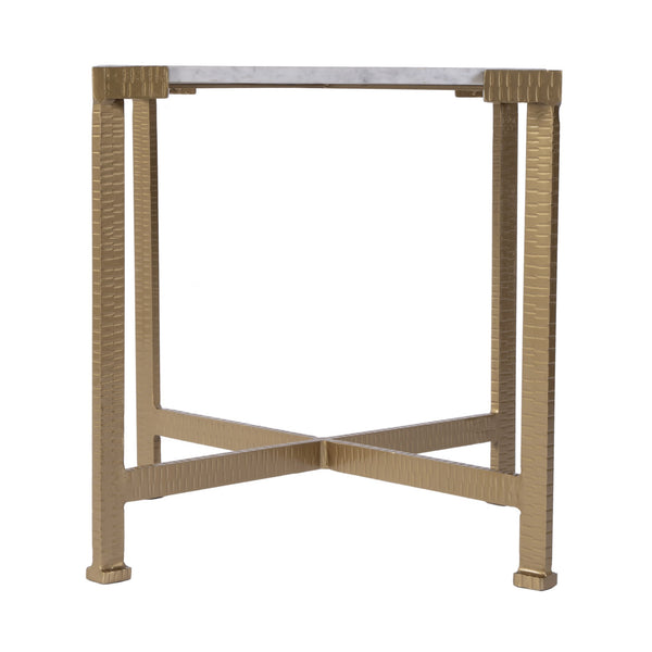 Butler Specialty Butler Loric 18" Square Marble & Iron Side Table - Elegant White Top, Antique Gold Finish, Versatile Design White,Antique Gold Iron,Marble 5904389-butler