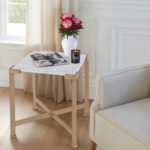 Butler Specialty Butler Loric 18" Square Marble & Iron Side Table - Elegant White Top, Antique Gold Finish, Versatile Design White,Antique Gold Iron,Marble 5904389-butler