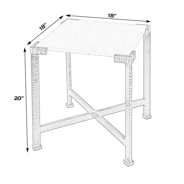 Butler Specialty Butler Loric 18" Square Marble & Iron Side Table - Elegant White Top, Antique Gold Finish, Versatile Design White,Antique Gold Iron,Marble 5904389-butler