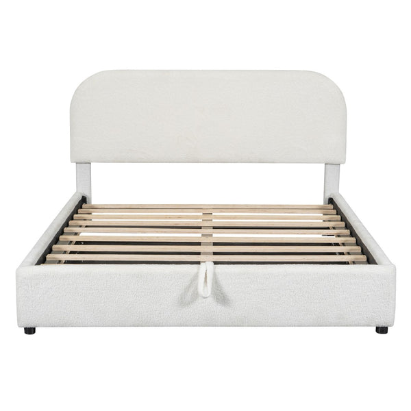 HomeRoots White Tufted Upholstered Queen Bed Frame – Elegant Platform Design for Stylish Sleep & Comfort 590438