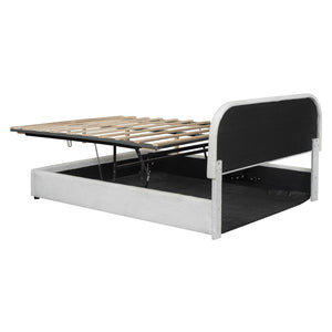 HomeRoots White Tufted Upholstered Queen Bed Frame – Elegant Platform Design for Stylish Sleep & Comfort 590438