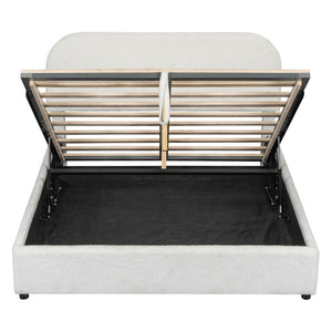 HomeRoots White Tufted Upholstered Queen Bed Frame – Elegant Platform Design for Stylish Sleep & Comfort 590438