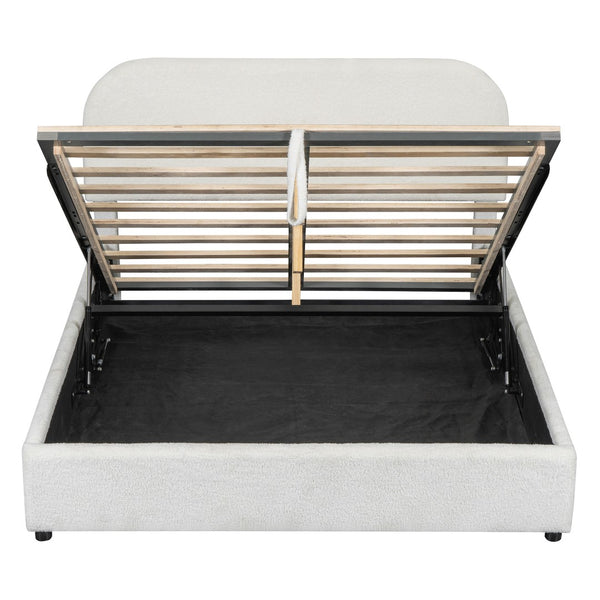 HomeRoots White Tufted Upholstered Queen Bed Frame – Elegant Platform Design for Stylish Sleep & Comfort 590438