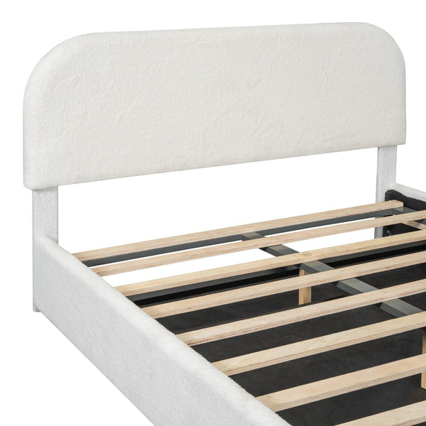 HomeRoots White Tufted Upholstered Queen Bed Frame – Elegant Platform Design for Stylish Sleep & Comfort 590438