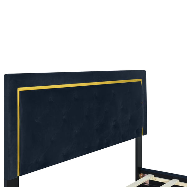 HomeRoots Black Tufted Velvet Queen Bed Frame - Modern Luxury with Plush Upholstery for Ultimate Comfort 590440