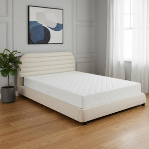 HomeRoots Beige Tufted Velvet Queen Bed Frame - Elegant Upholstered Design with Plush Comfort & Style 590446