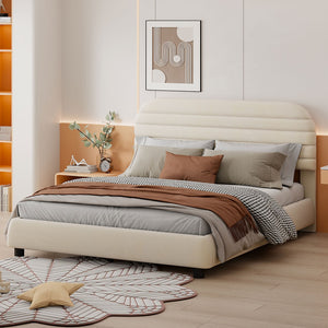 HomeRoots Beige Tufted Velvet Queen Bed Frame - Elegant Upholstered Design with Plush Comfort & Style 590446