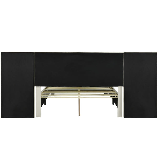 HomeRoots Beige Tufted Velvet Upholstered Queen Bed Frame - Elegant Design for Modern Comfort & Style Upgrade 590447