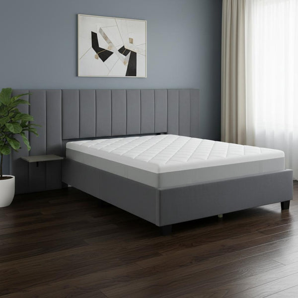 HomeRoots Gray Tufted Velvet Queen Bed Frame - Luxurious Upholstered Design for Modern Bedrooms & Comfort 590448