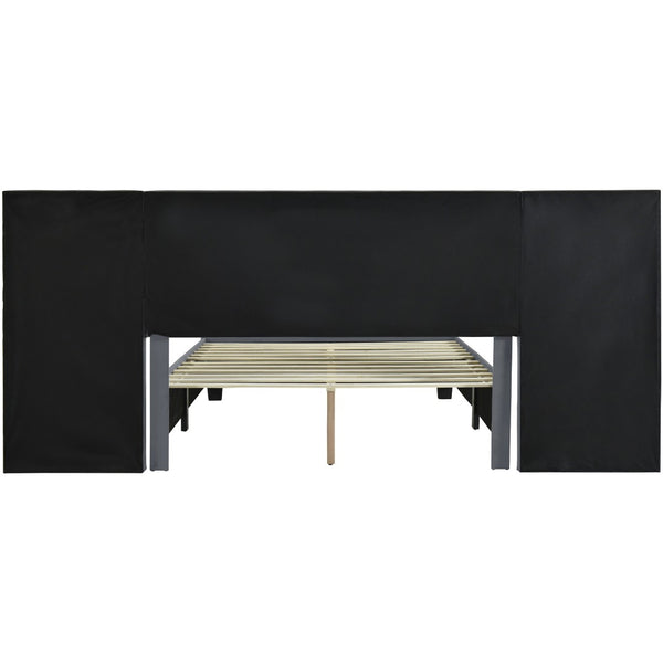 HomeRoots Gray Tufted Velvet Queen Bed Frame - Luxurious Upholstered Design for Modern Bedrooms & Comfort 590448