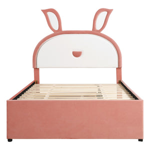 HomeRoots Pink Tufted Upholstered Full Bed Frame with LED Lights, Trundle, Drawers & Cozy Design for Comfort 590454