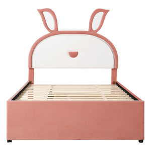 HomeRoots Pink Tufted Upholstered Full Bed Frame with LED Lights, Trundle, Drawers & Cozy Design for Comfort 590454