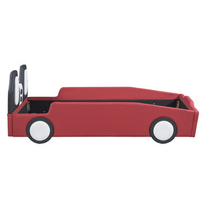 HomeRoots Red Tufted Upholstered Twin Bed Frame - Stylish Comfort, Sturdy Support, No Box Spring Needed! 590457