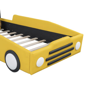 HomeRoots Yellow Tufted Upholstered Twin Bed Frame - Stylish Comfort with Supportive Platform Design for Kids & Guests 590458