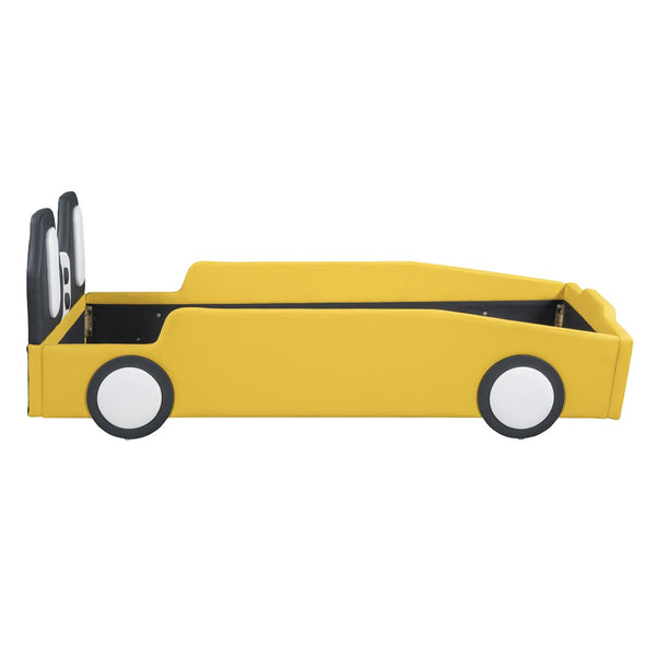 HomeRoots Yellow Tufted Upholstered Twin Bed Frame - Stylish Comfort with Supportive Platform Design for Kids & Guests 590458