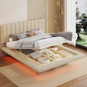 HomeRoots Beige Tufted Upholstered Queen Bed Frame with USB Port & Wooden Slats for Ultimate Comfort 590459