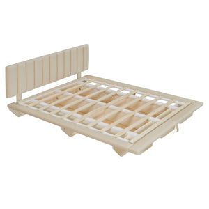 HomeRoots Beige Tufted Upholstered Queen Bed Frame with USB Port & Wooden Slats for Ultimate Comfort 590459