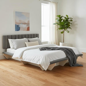 HomeRoots Gray Tufted Upholstered Queen Bed Frame with Built-In USB Port for Modern Comfort & Style Upgrade 590460