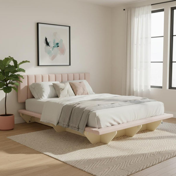HomeRoots Pink Tufted Upholstered Queen Bed Frame with Convenient USB Port for Stylish Comfort & Support 590461