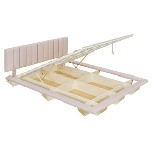 HomeRoots Pink Tufted Upholstered Queen Bed Frame with Convenient USB Port for Stylish Comfort & Support 590461