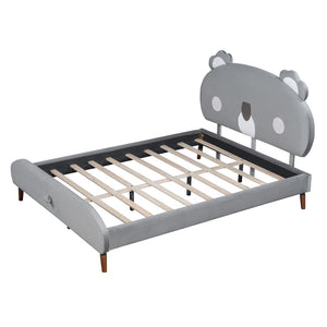 HomeRoots Gray Tufted Upholstered Full Bed Frame - Stylish Platform Design for a Cozy, Modern Bedroom Retreat 590462