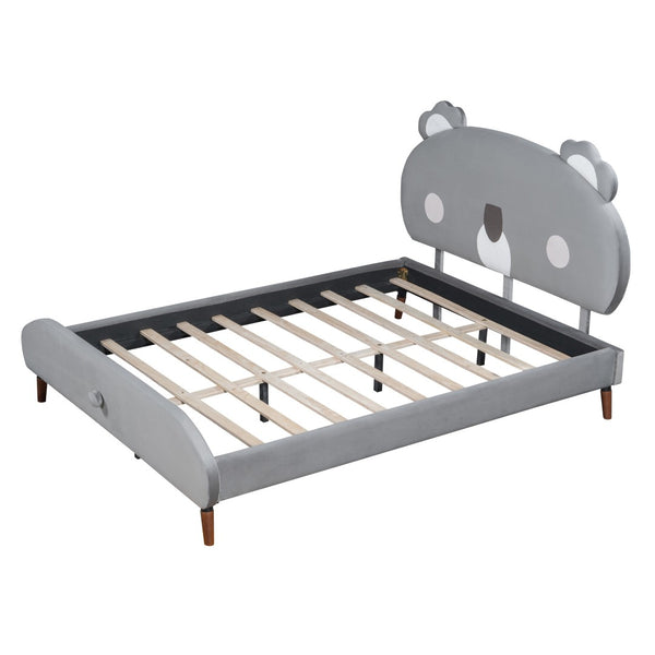 HomeRoots Gray Tufted Upholstered Full Bed Frame - Stylish Platform Design for a Cozy, Modern Bedroom Retreat 590462