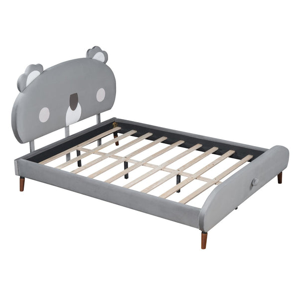 HomeRoots Gray Tufted Upholstered Full Bed Frame - Stylish Platform Design for a Cozy, Modern Bedroom Retreat 590462