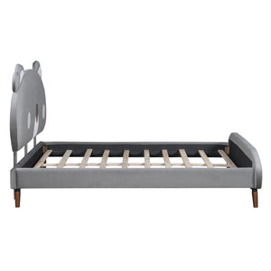 HomeRoots Gray Tufted Upholstered Full Bed Frame - Stylish Platform Design for a Cozy, Modern Bedroom Retreat 590462