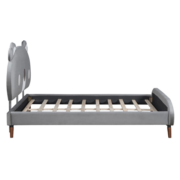 HomeRoots Gray Tufted Upholstered Full Bed Frame - Stylish Platform Design for a Cozy, Modern Bedroom Retreat 590462