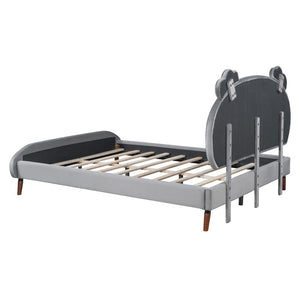 HomeRoots Gray Tufted Upholstered Full Bed Frame - Stylish Platform Design for a Cozy, Modern Bedroom Retreat 590462