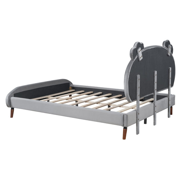 HomeRoots Gray Tufted Upholstered Full Bed Frame - Stylish Platform Design for a Cozy, Modern Bedroom Retreat 590462