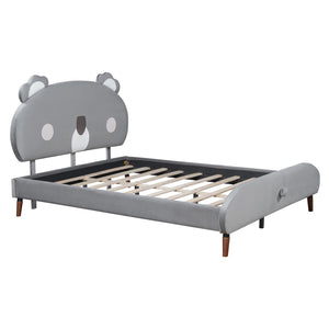 HomeRoots Gray Tufted Upholstered Full Bed Frame - Stylish Platform Design for a Cozy, Modern Bedroom Retreat 590462