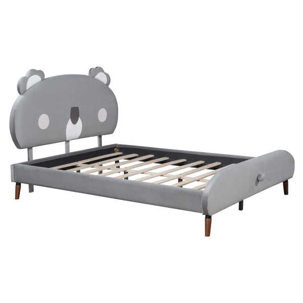 HomeRoots Gray Tufted Upholstered Full Bed Frame - Stylish Platform Design for a Cozy, Modern Bedroom Retreat 590462