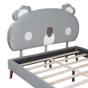 HomeRoots Gray Tufted Upholstered Full Bed Frame - Stylish Platform Design for a Cozy, Modern Bedroom Retreat 590462