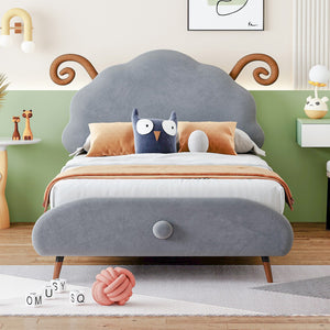 HomeRoots Gray Tufted Upholstered Twin Bed Frame – Elegant Design, Sturdy Support, Perfect for Small Spaces! 590463