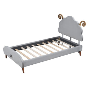 HomeRoots Gray Tufted Upholstered Twin Bed Frame – Elegant Design, Sturdy Support, Perfect for Small Spaces! 590463