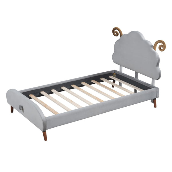 HomeRoots Gray Tufted Upholstered Twin Bed Frame – Elegant Design, Sturdy Support, Perfect for Small Spaces! 590463