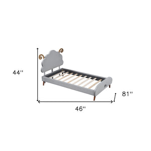 HomeRoots Gray Tufted Upholstered Twin Bed Frame – Elegant Design, Sturdy Support, Perfect for Small Spaces! 590463