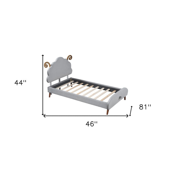 HomeRoots Gray Tufted Upholstered Twin Bed Frame – Elegant Design, Sturdy Support, Perfect for Small Spaces! 590463